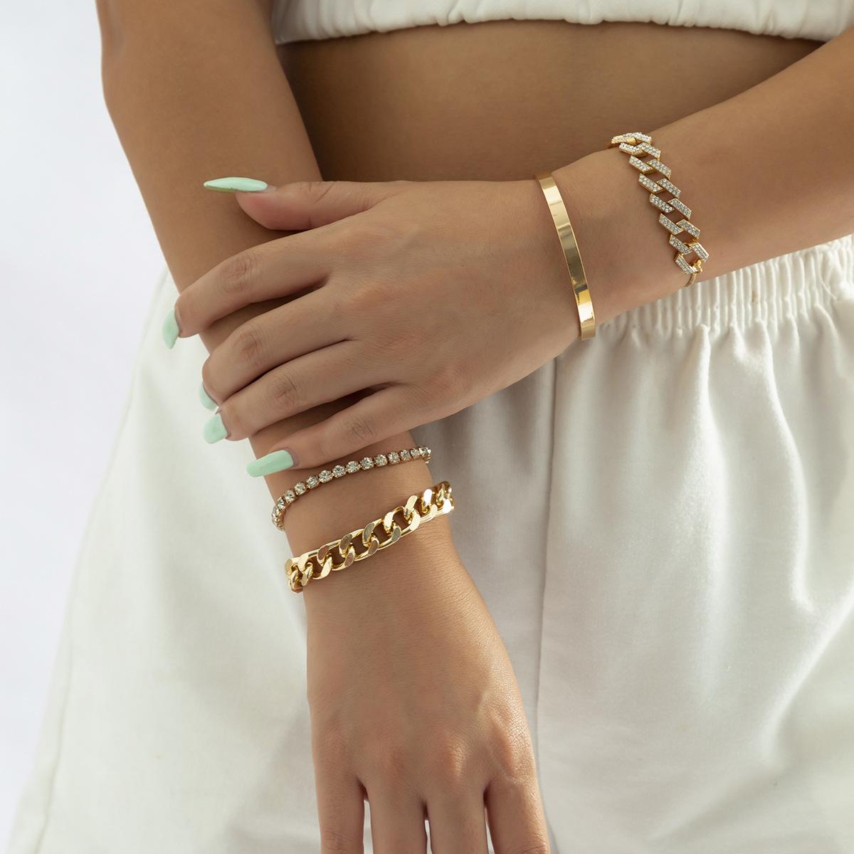 

Аксессуары, преувеличенный толстый цепной глянцевый браслет-браслет, персонализированный набор браслетов с регулировкой кубинской застежки, полностью инкрустированный бриллиантами