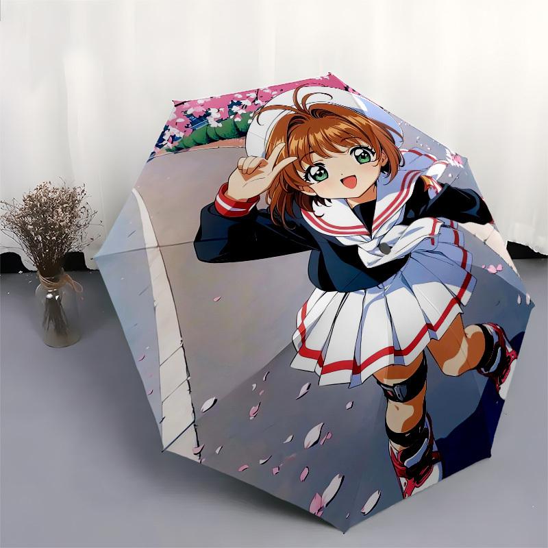 1pc Anime Character with Cherry Blossoms Umbrella with Plastic Handle,Suitable for All Seasons Home Travel Outdoor UmbrellaM938