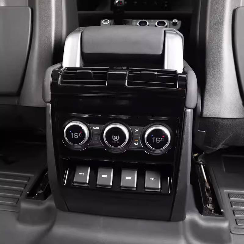 For Land Rover Defender 110 130 2020-2024 ABS Carbon Fiber Armrest Box Air Outlet Rear Anti-kick Cover Car Interior Accessory