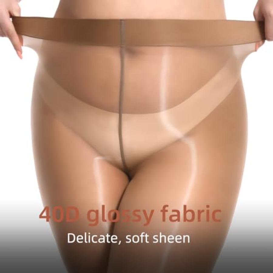 Women'S Shiny Pantyhose Plus Size Sheer Tights Silk Oil High Waist Shimmer Stockings