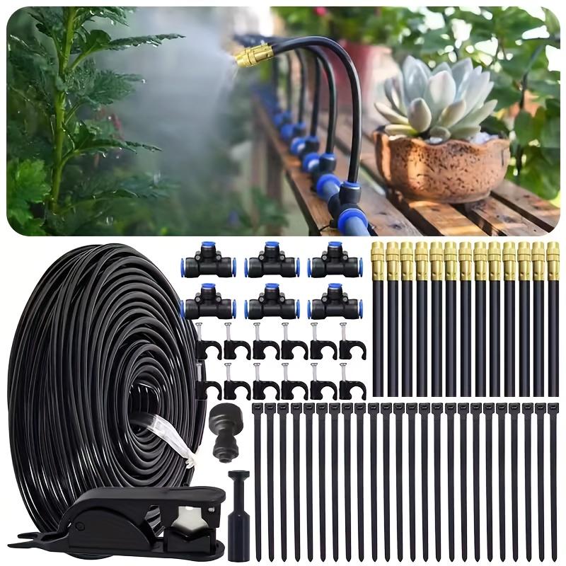 20m Universal Micro Drip Irrigation Kit with Adjustable 7.87" Mist Nozzle - Automatic Watering System for Balcony Greenhouse Gardening