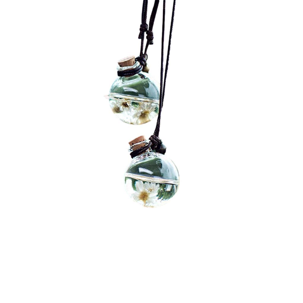 Car Hanging Diffuser Bottles Empty Glass Bottle With Flower Car Mirror Aromatherapy Fragrance Hanging Pendant Air Freshener