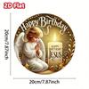 Metal Round Wall Art Angel Happy Birthday Jesus Christmas Decor
