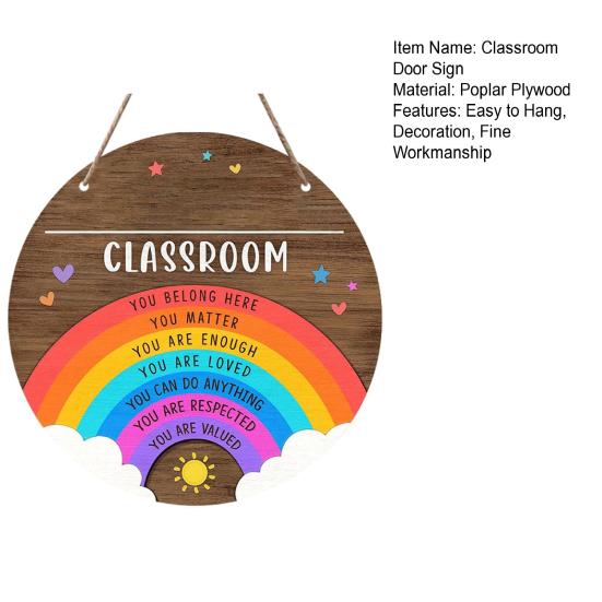huaqianguhh Wooden Welcome Sign for Classroom Door, to Our Round Hanger, Front Door Hanging Sign, Back School Preschool Decoration
