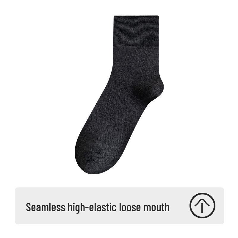 Women's Loose-Mouth Pure Cotton Mid-Calf Socks - Anti-Constriction, Antibacterial, Anti-Odor, Suitable for Autumn & Winter
