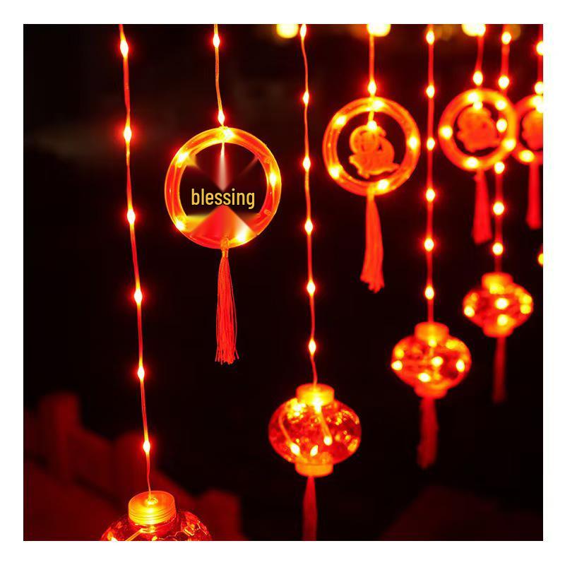 LED Red Lantern String Lights for Spring Festival & New Year Outdoor Balcony Decoration