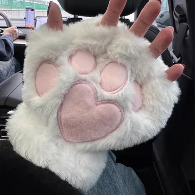 2020 Guanti Zampa di Gatto Peluche Amorevoli Guanti a Manopola Caldi Morbidi Peluche Dita Corte Soffici Guanti Orso Costume Guanti a Mezza Dita