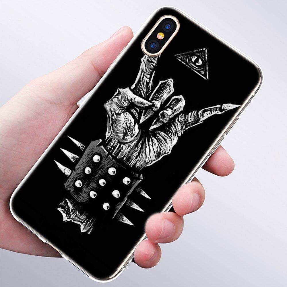 luxury Soft Silicone Phone Case Rock roll skull for Apple iPhone 11 Pro XS Max X XR 6 6S 7 8 Plus 5 5S SE Fashion Cover