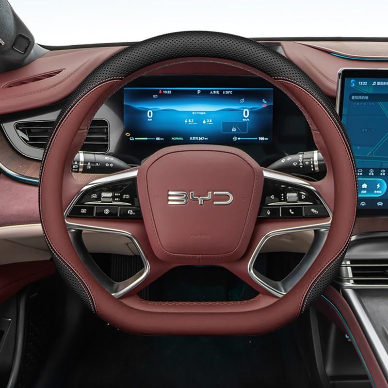 Steering Wheel Cover BYD Seal 07 Sea Lion Universal Fit 38cm Non-slip Genuine Leather All-season Use