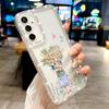Floral Print Diamond Frame Phone Case For Samsung S25 Edge S24 FE S23 Ultra S22 A56 A36 A16 A15 A55 A35 Clear Shockproof Soft Silicone Cover