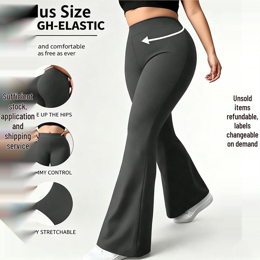 Women's High Waist Micro Flare Yoga Pants for Spring & Autumn - Elastic, Straight Leg for Outdoor Running & Fitness