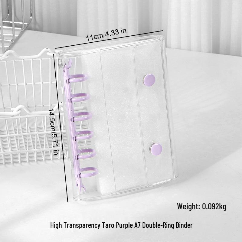 

A7 Transparent PVC Glitter Stars Binder Cover - DIY Journal Notebook with Color Clip Rings