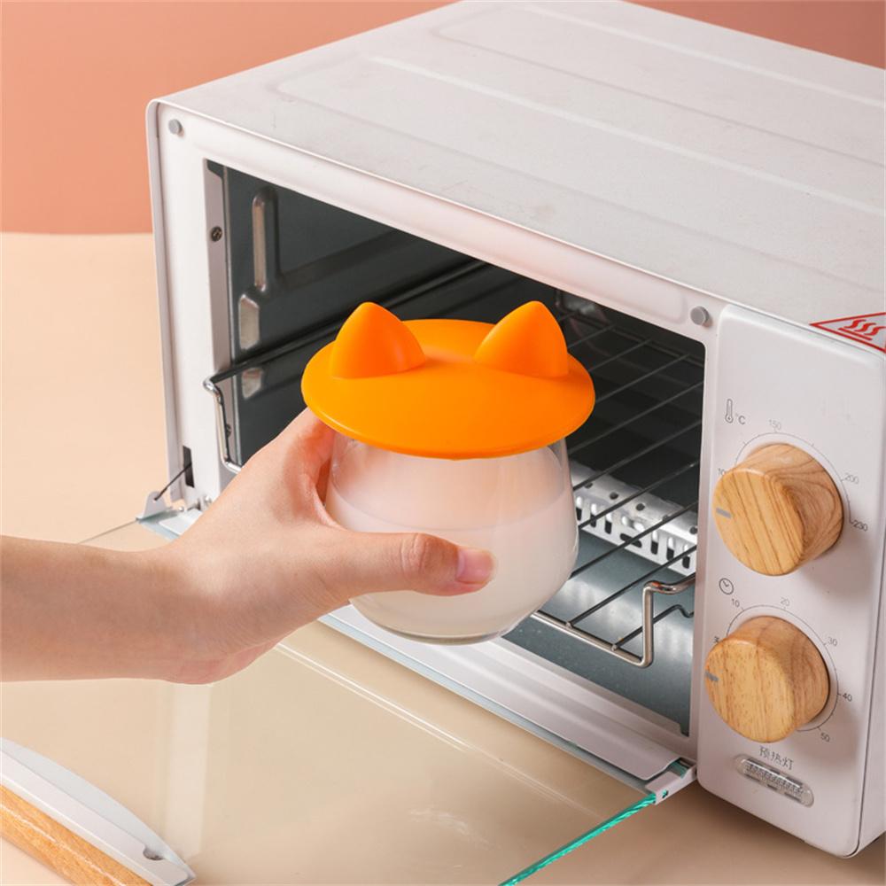 Niedlicher Katzenohren Silikonbecherdeckel Hitzebeständig Auslaufsicher Versiegelt Kaffeetasse Abdeckung Trinkgefäßzubehör