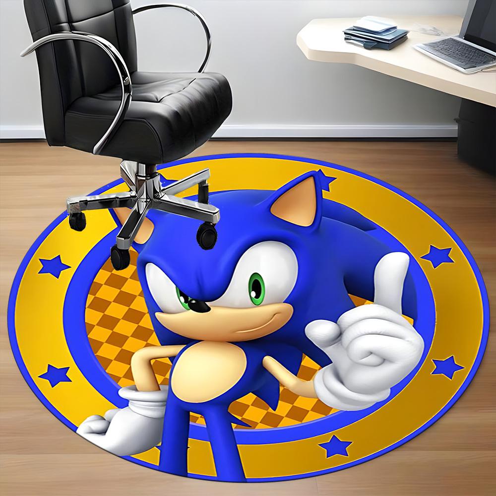 1pc Sonic Adventure Office Round Area Rug, Indoor Mat Suitable For Office, Under Office Chairs Bedroom Living Room Home Decor, Room Deco