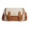 New Lucy Fabric With Cow Leather Shoulder Bag Crossbody Bag Small Size Women's Beige & Brown CA622-IMNAM