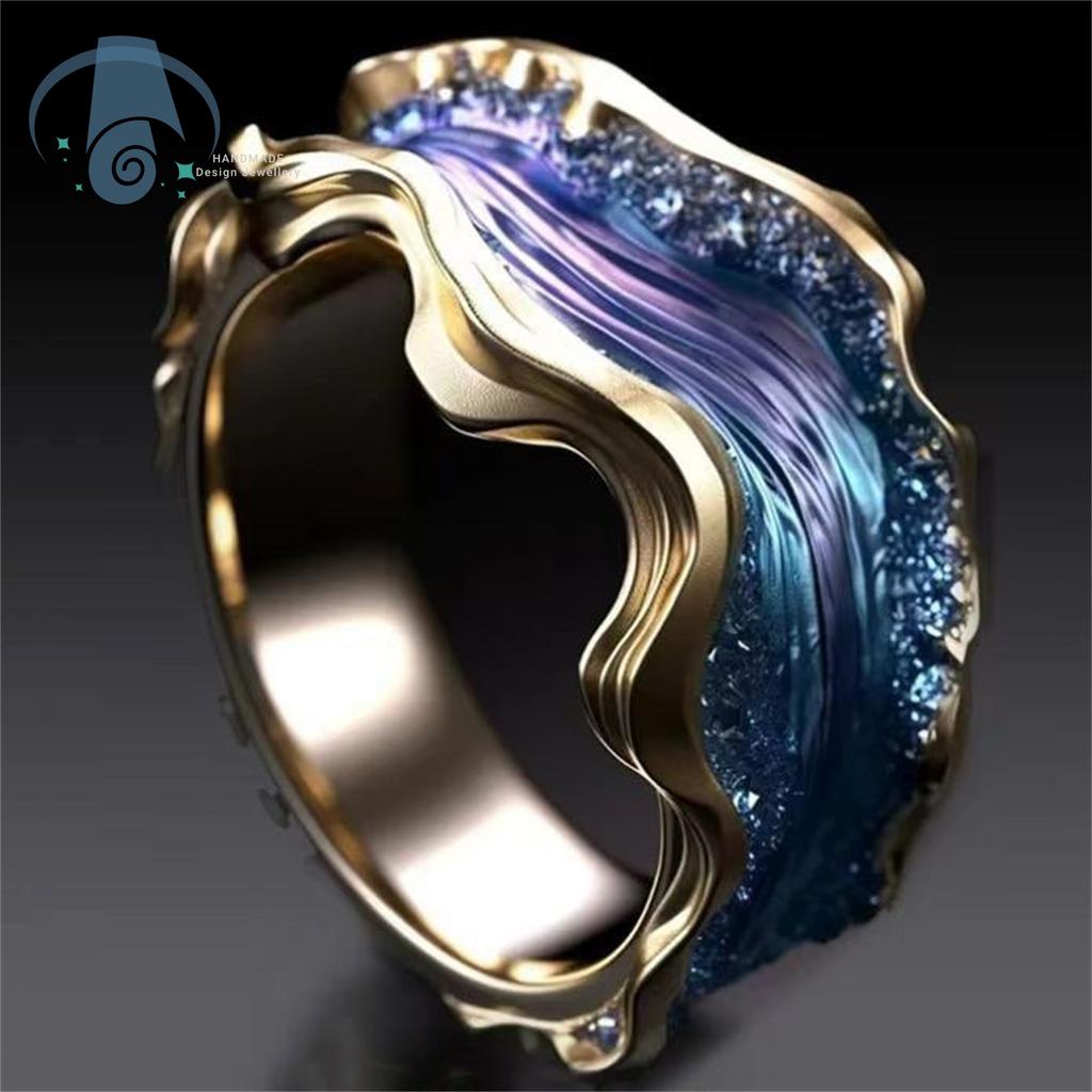 Women Fashion Wave Open Ring Adjustable Cubic Zirconia Rhinestone Party Jewelry Creative Unique Handmade Gift Idea For Her Daily