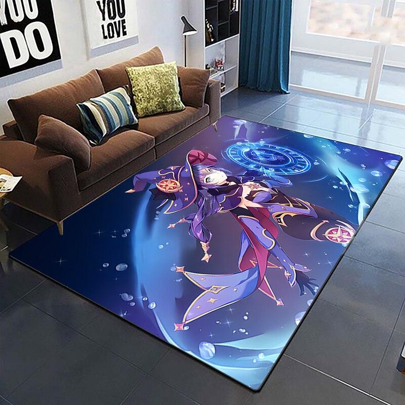 Genshin Impact Teppiche, Wohnzimmer-Dekoration, Schlafzimmer, Salon, Teetisch, Bereich, Teppich, Matte, weiches Flanell, große Teppiche und Baby-Geschenkteppich
