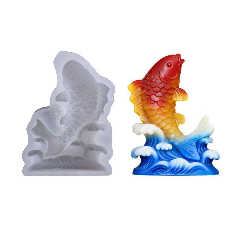 3D Silikonform Pferd Tapfere Truppen Fisch DIY Eisskulptur Fondant Süßigkeiten Schokolade Form Gips Harz Formen Kuchen Dekorationswerkzeuge