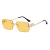 New sunglasses women's frameless trimmed marine slices double B personalized sunglasses anti-ultraviolet Europe and America