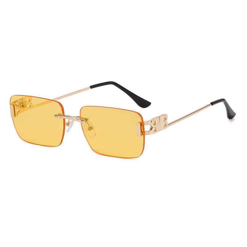 New sunglasses women's frameless trimmed marine slices double B personalized sunglasses anti-ultraviolet Europe and America