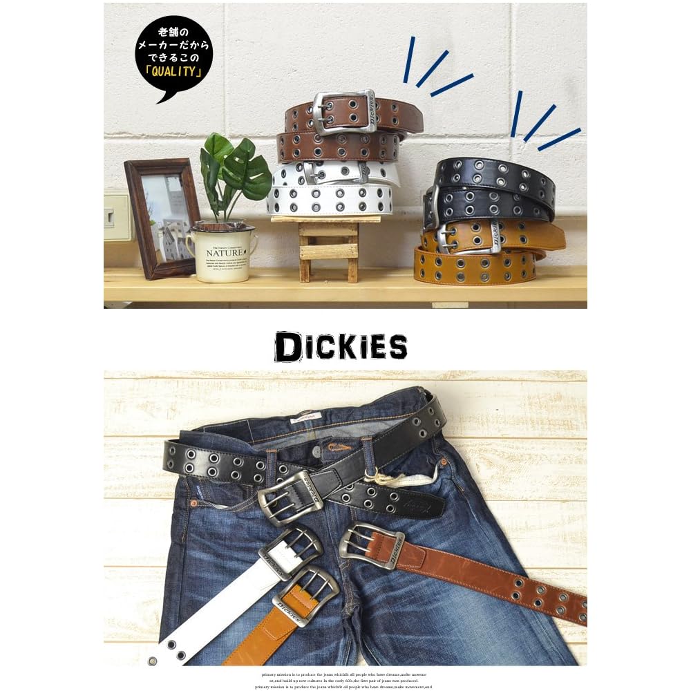Dickies Ösen Doppel Dorn PU-Leder Gürtel DS0126C (06: Weiß)