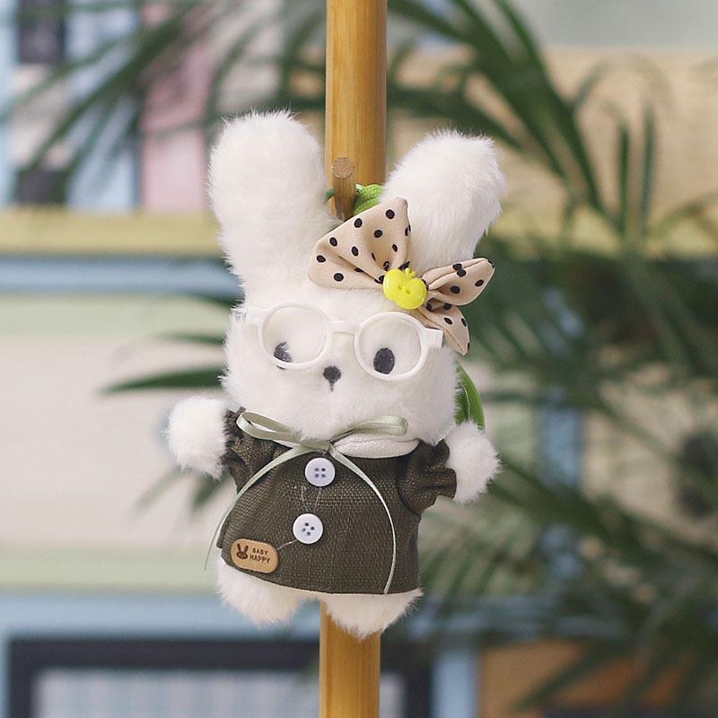 Plush Bunny Keychain With Cartoon Glasses For Bag Decor And Gifts