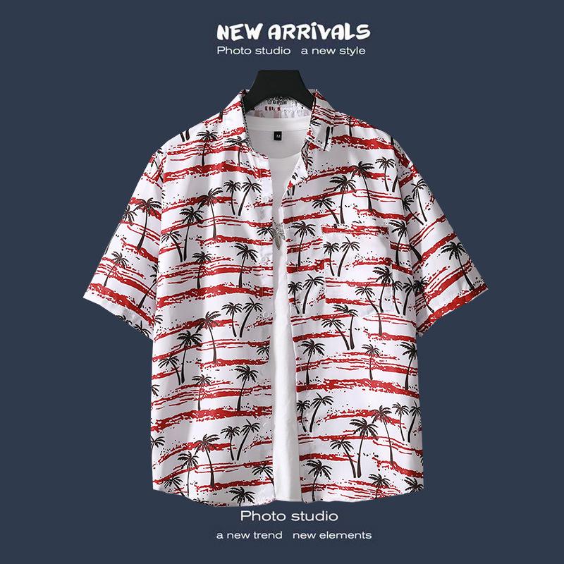 Men's Retro Hawaiian Floral Short-Sleeve Summer Shirt