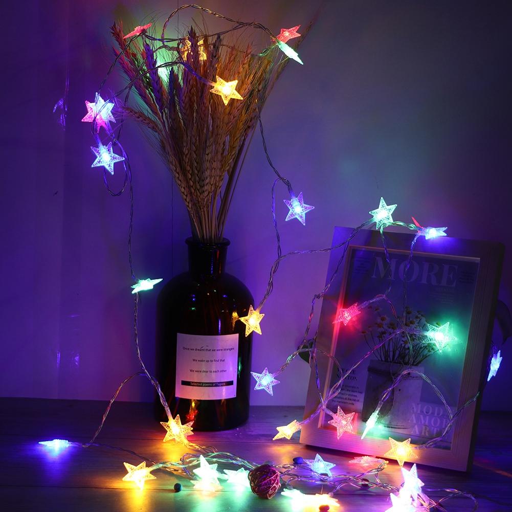Five Pointed Star String Light Battery Operated LED Lamp Decor for Indoor Outdoor Decoration(10m 80LED with Flashing
