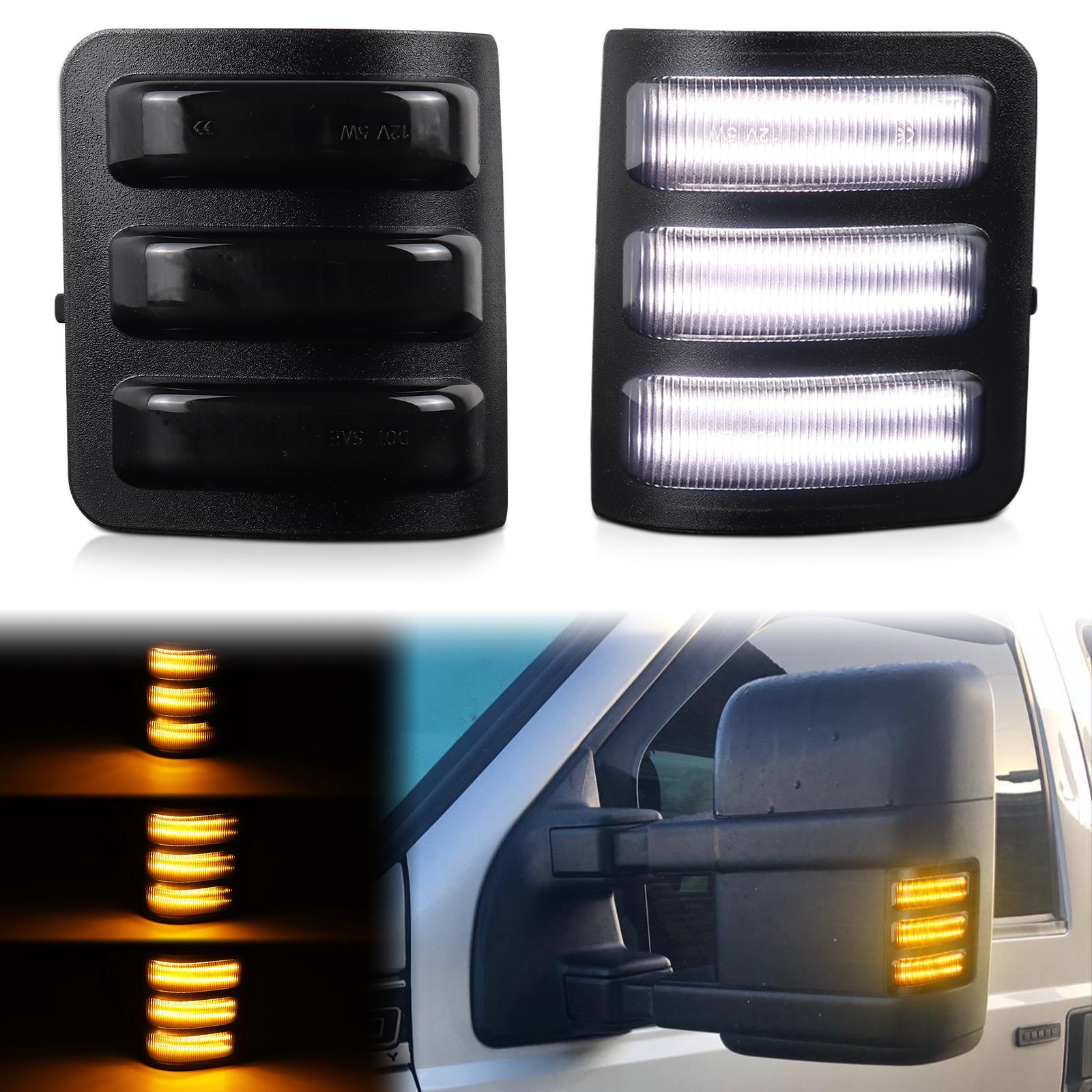 3 Led Mirror Turn signal Lamps for Ford F250 F350 F450 F550 Super Duty Sequential Turn Signal Lights with Switchback DRL White LED