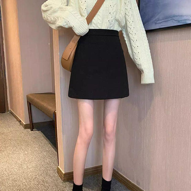 Winter Hip-covering A-line Skirt To Make You Look Slim and Hip-wrinkle Short Skirt for Women Small Trousers Skirt Skirt for Women Woolen Skirt