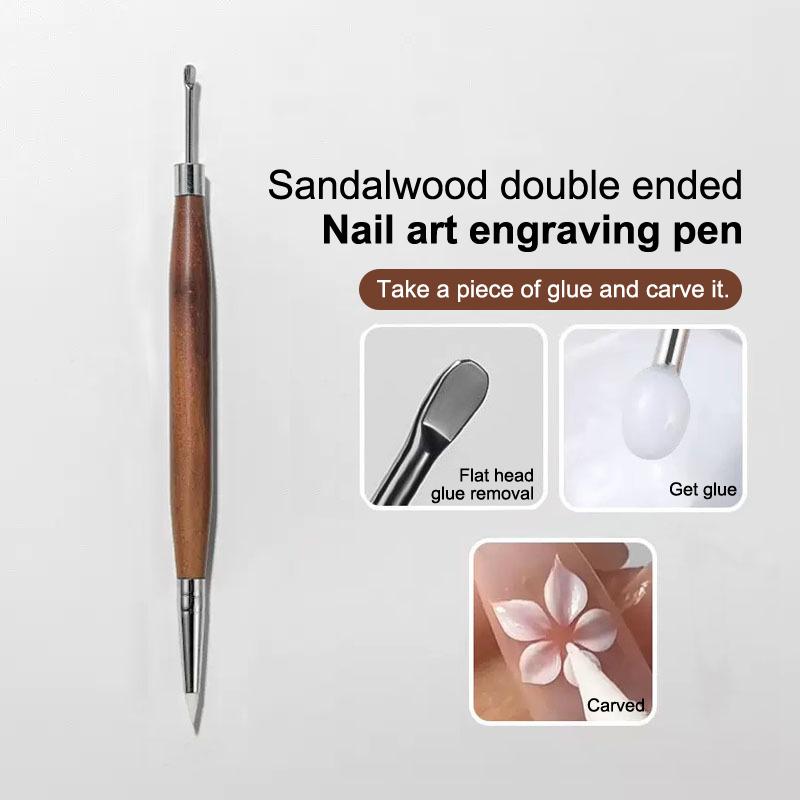 1Pcs Double Headed Nail Art Brush Wood Silicone Pen Embossing Painting Mixing Pen Diy Manicure Tool Multifunctional