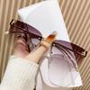 Diamond-encrusted F-letter frameless sunglasses ins wind fashion sunglasses high-end metal sunglasses women's one