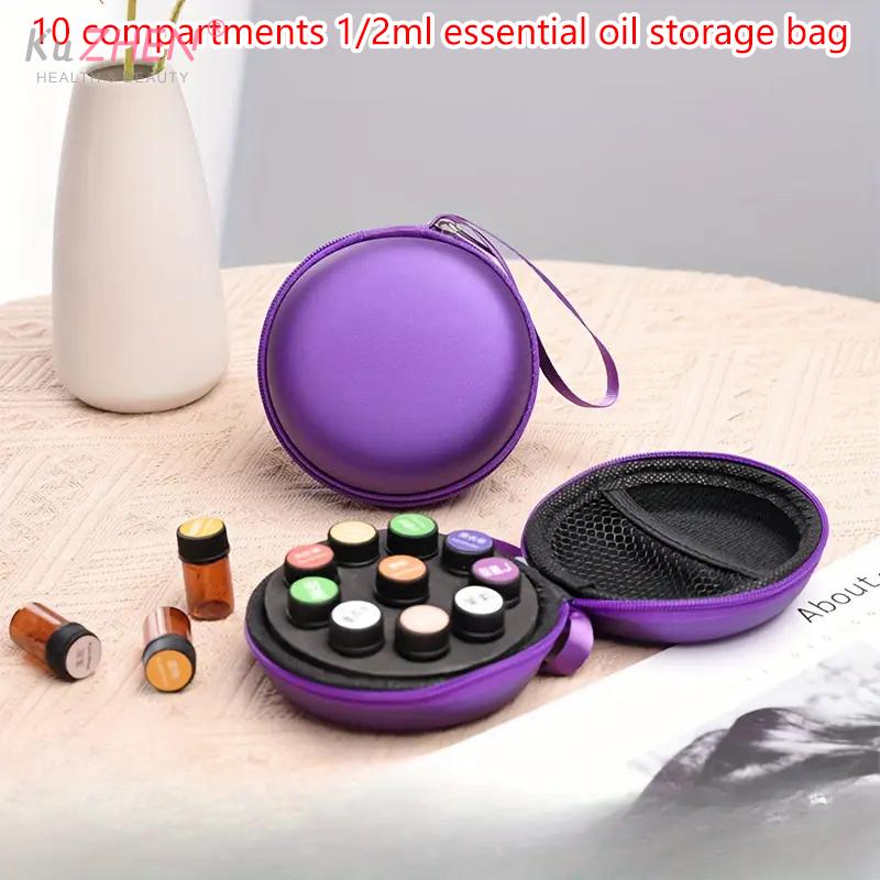 1-2ml PU Portable Essential Oil Case 10 Bottles Perfume Oil Bag Essential Oil Box Travel Organizer Carrying Holder Storage Bag