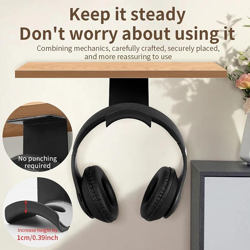 Adhesive Plastic Universal Headphone Stand Wall Mount Hanger Under Desk Headset Rack Holder Support For Gaming Earphone Bracket