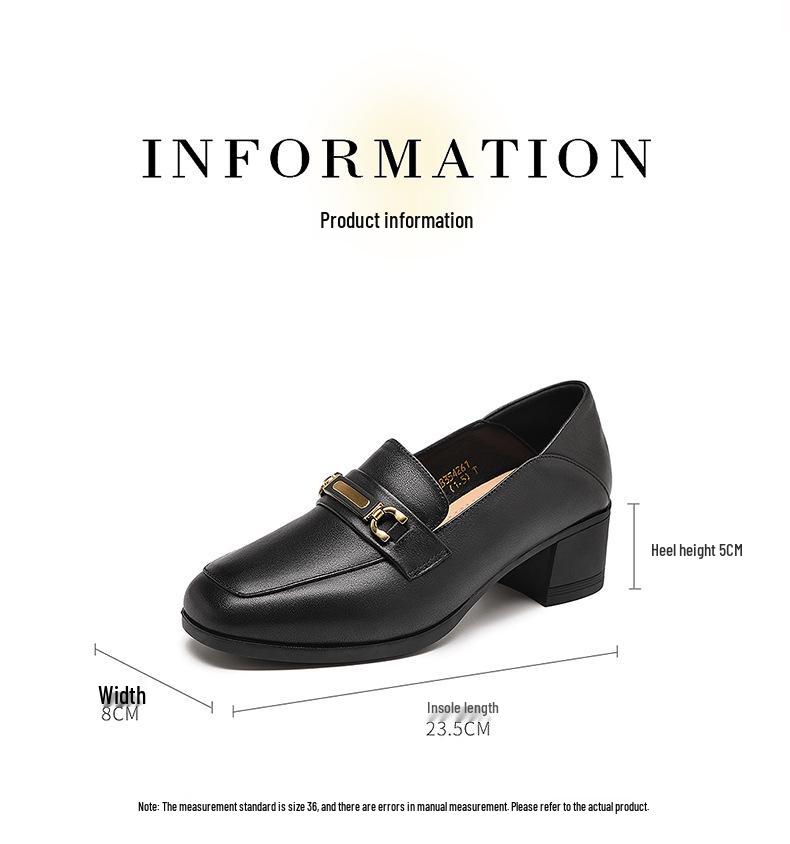 Red Dragonfly Women's Autumn 2025 Genuine Leather Flats - Thick Low Mid Heels, Square Toe Loafers