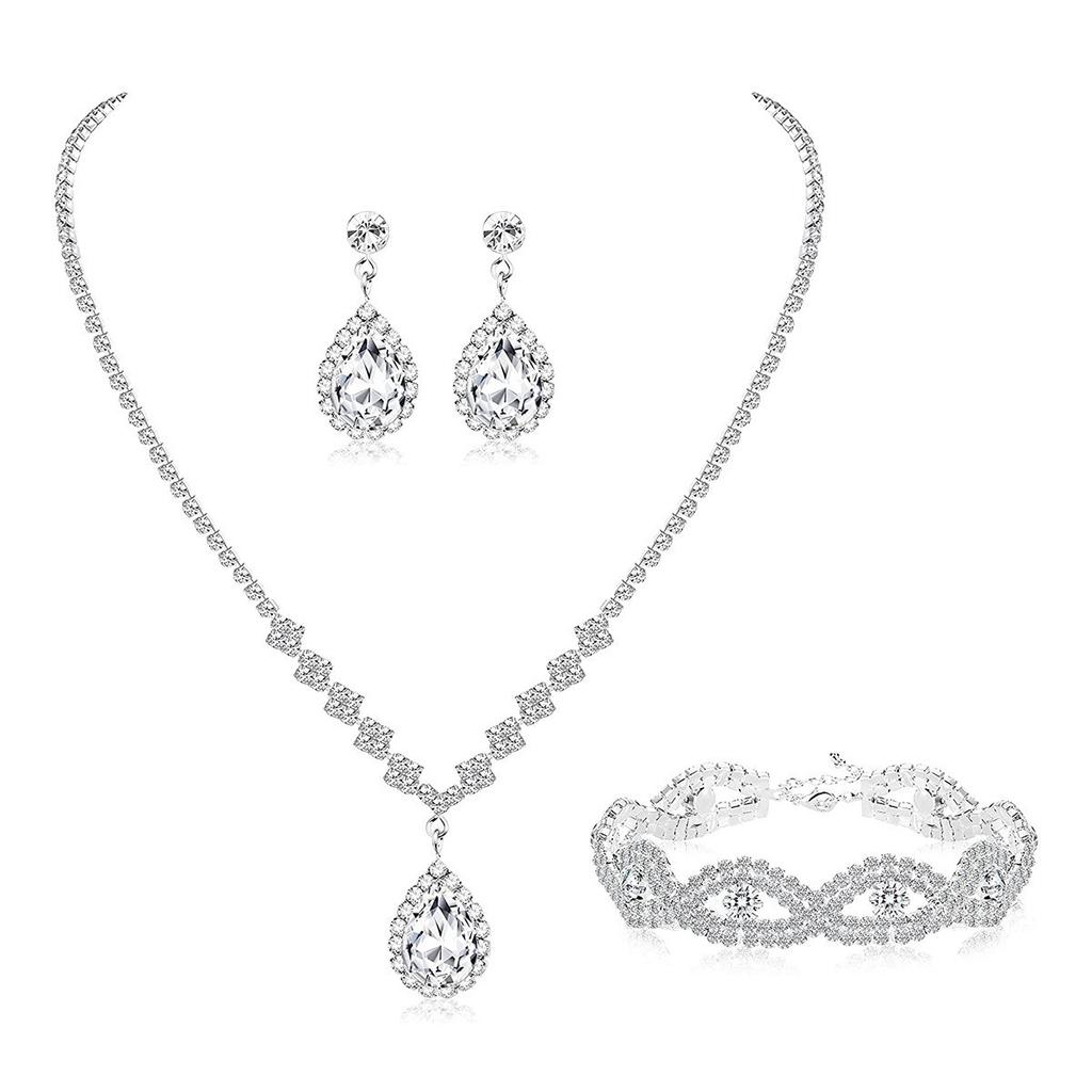 2026 European and American Bride Jewelry Claw Chain Rhinestone Set Three-piece Accessories Item Jewelry Studio Accessories