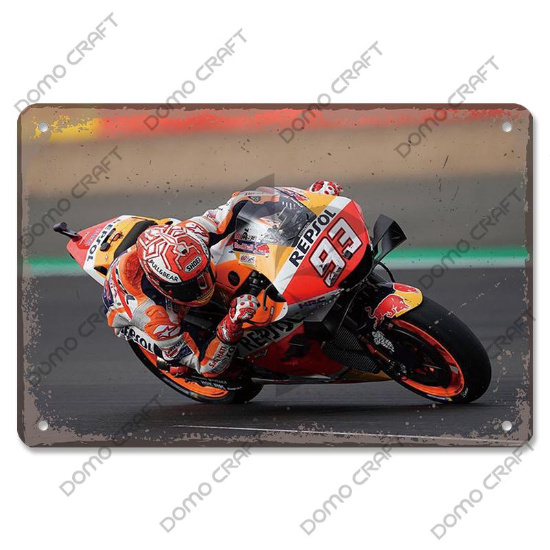 Motorcycle Racing Poster Vintage Metal Plate Racer Athlete Metal Tin Signs Retro Wall Decor Club Pub Bar Man Cave