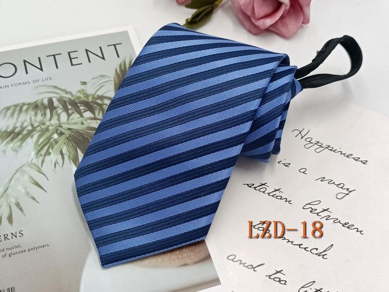 Men's Easy-Pull Knot-Free 8cm Striped Black Zipper Tie