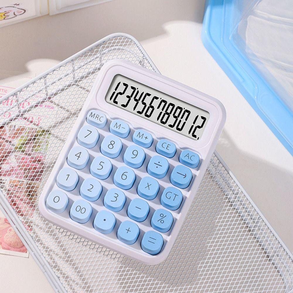 Cute 12 Digits Calculator Large LCD Display Portable Desktop Mechanical Calculator Practical Candy Color Finance Calculator
