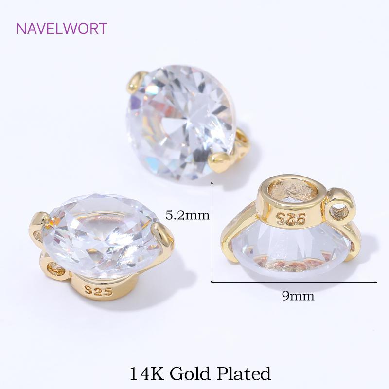 

14K Gold Plated Brass Round Charms Pendants,with Zircon Pendants For Jewelry,DIY Necklace Making Findings,Supplies For Jewelry 2 pieces