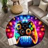 Neon Game Controller Round Rug Gamer Room Decor LED Glow Effect Floor Mat Living Room Gaming Zone Cool Tech Design