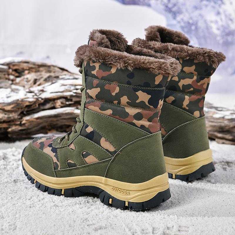Couples casual high-top boots winter soft-sole non-slip warm velvet snow boots fashion unisex outdoor boots men's cotton boots