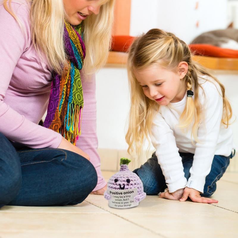 Emotional Positive Crochet Doll Positive Fruit Onion Blueberry Bunny Crochet Decor Cute Handmade Desk Toy Positive Gift