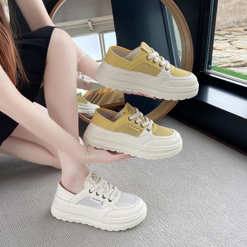 2025 new summer wear thick-soled heightening little white shoes women's versatile fashion breathable casual sports board shoes tide