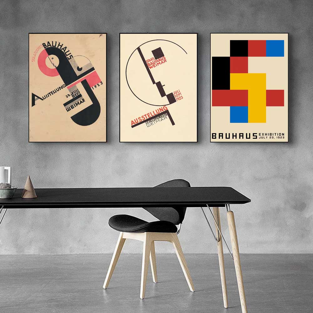 New Abstract Art Geometric Figure Canvas Painting Bauhaus Ausstellung Wall Art Poster Office Living Room Home Decoration Mural No Frame