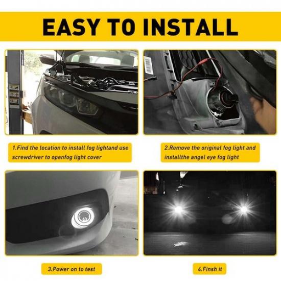2.5" COB Car LED Projector Angel Eye Lights DRL Halo Ring Fog Drive Lamp US EXV
