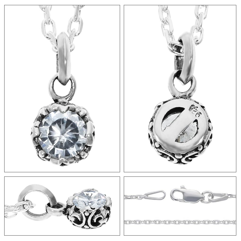 Gin no Single Zirconia Pendant No Simple Head 925 Sterling Silver [Shinjuku Kura] Top, Chain, Charm,