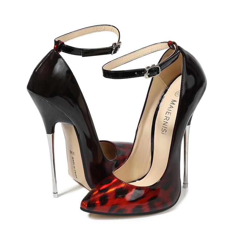 16cm Metal Extreme High Heels Shoes Woman Sexy Leopard Women's Heels Luxury Straps Pumps Party Stripper Dance Shoes Ladies Heels