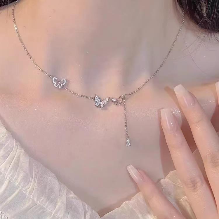 2025 New High-End 925 Sterling Silver Butterfly Clavicle Necklace for Women - Light Luxury Birthday Gift