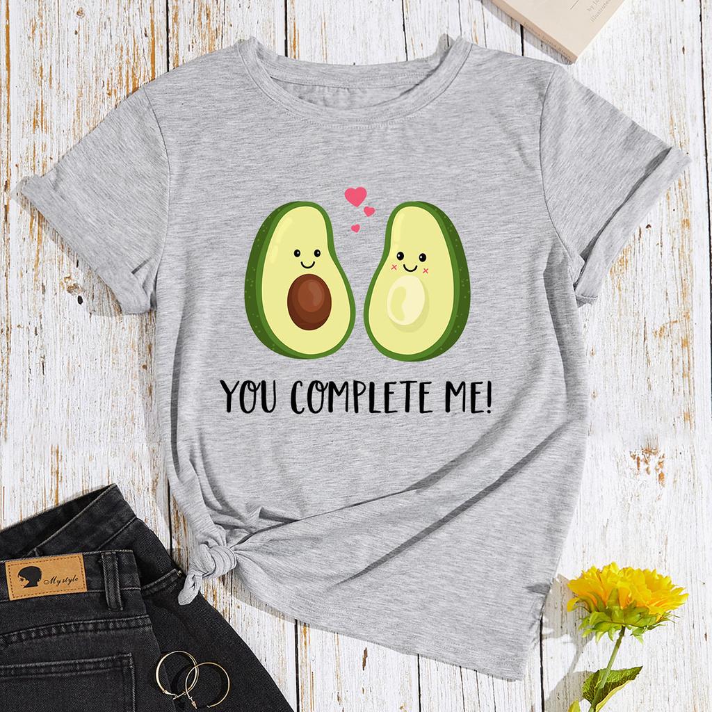 T-shirt en coton à manches courtes et col rond pour femmes, hauts imprimés en 2D